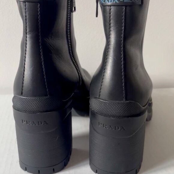 Prada Leather Lug Sole Chelsea Boots Size 9.5 - Picture 6 of 17